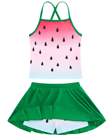 Girl Swimsuit Size 9 10 Tankini Adjustable Halter Bathing Suit Hawaii Swimwear Quick Dry