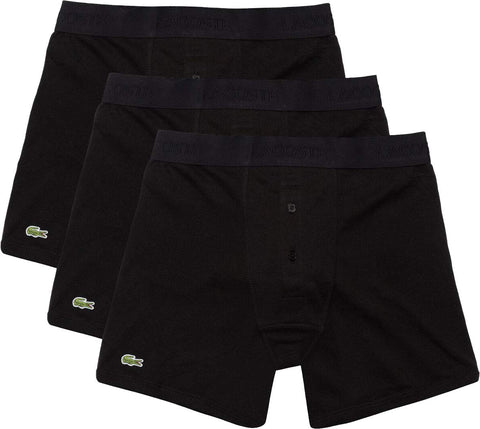 Lacoste Mens Essentials Classic 3 Pack 100% Cotton Boxer Briefs, Black, X-Large