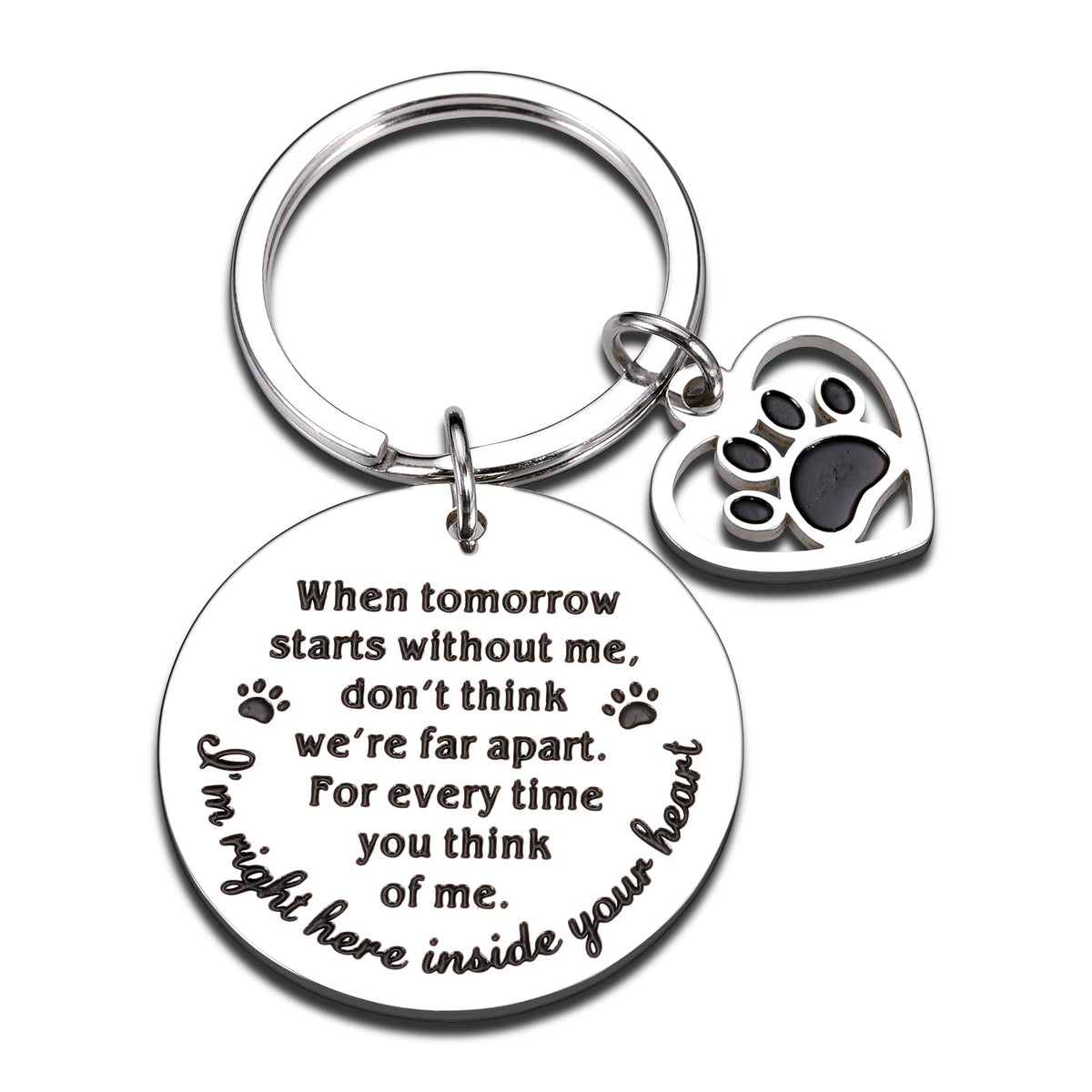 Pet Memorial Gifts When Tomorrow Starts Without Me Dog Cat Remembrance Keychain Loss of Dog Pup Puppy Sympathy Gifts for Men Women Pet Lover Owner Friends Rainbow Bridge Paw Print Presents