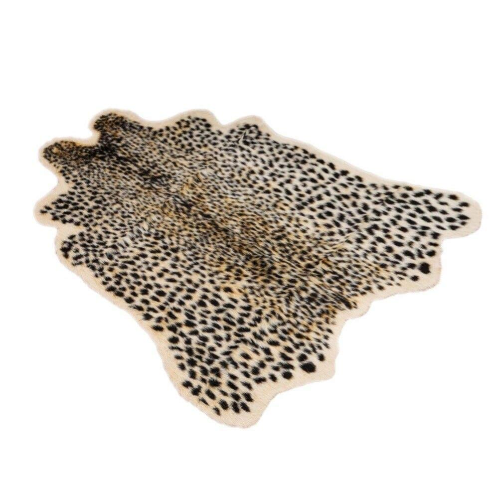 Leopard Print Area Rug Faux Fur Non-Slip Cheetah Rug Small Accent Distressed Animal Print Hide Rugs Floor Carpet for Door Mat Entryway Bedrooms Laundry Room Decor 3.3x2.95Ft, Leopard