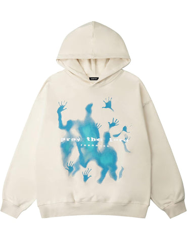 Vamtac Mens Oversized Graphic Y2k Hoodies White Fox Hoodie Fashion Streetwear Casual Hooded Sweatshirt Unisex