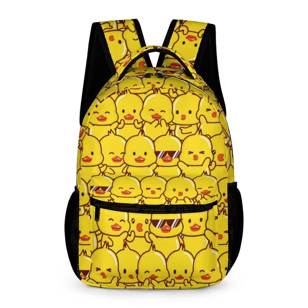Homieblanket Duck Backpack for Kids Girls Boys School, 16 Inches Cute Duck Theme Bookbag, Adjustable, Lightweight, Large Capacity, Colorful Duck Backpack for School
