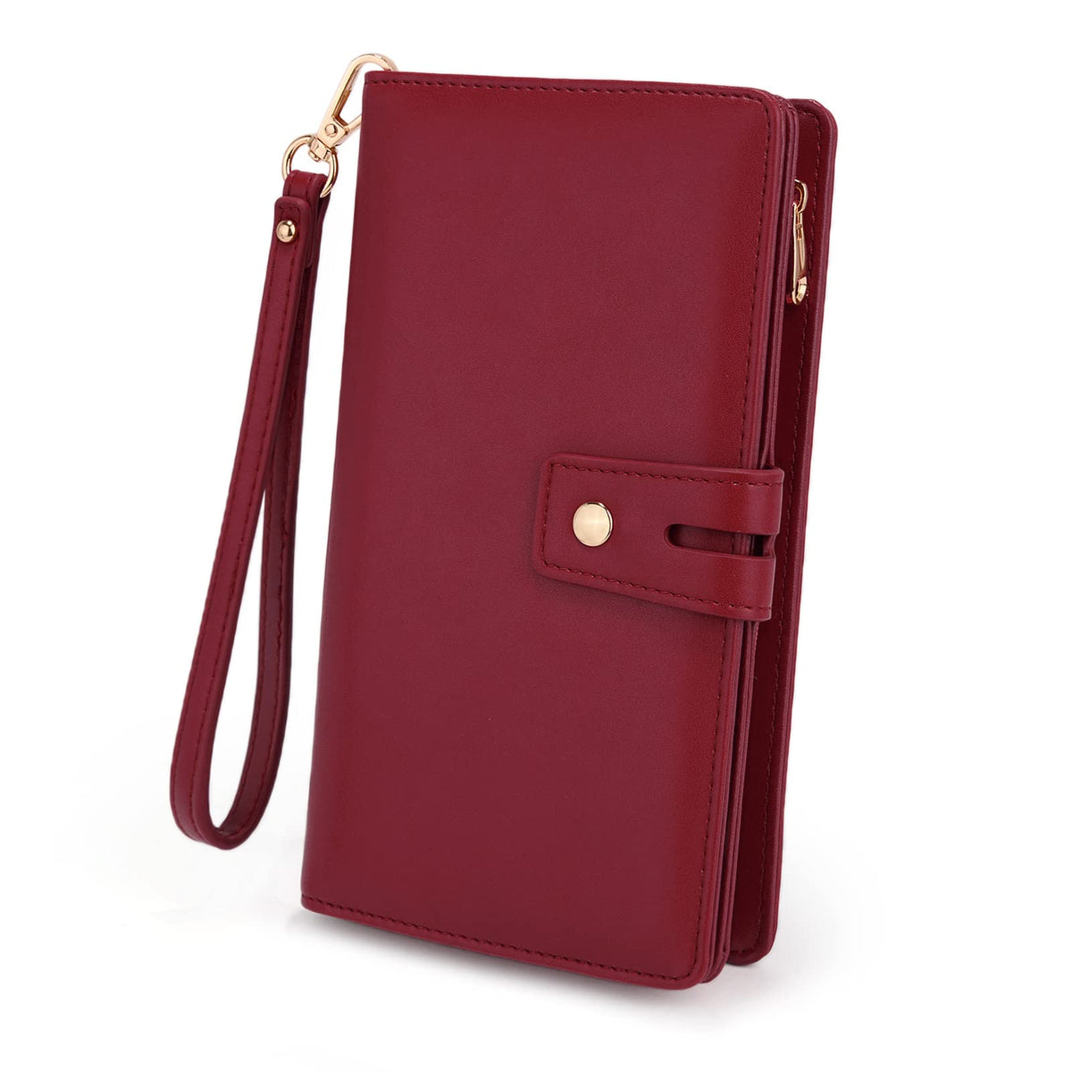 UTO RFID Wristlet Wallet for Women Detachable Checkbook Holder Card Bill Phone Organizer Large Clutch Purse