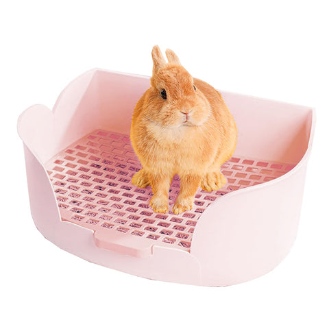 Rabbit Litter Box, Large Rabbit Litter Box for Cage Pet Rabbits Hamsters Guinea Pigs Chinchillas Small Animals, Rabbits Potty Trainer with Bigger Pan Litter Bedding Detachable Toilet for Bunny