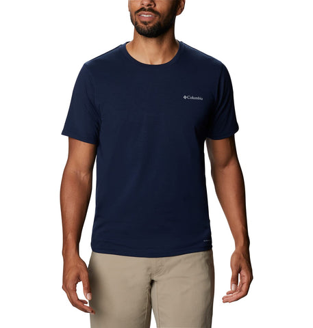 Columbia Men's Sun Trek Short Sleeve Tee Hiking Shirt, Collegiate Navy, Medium