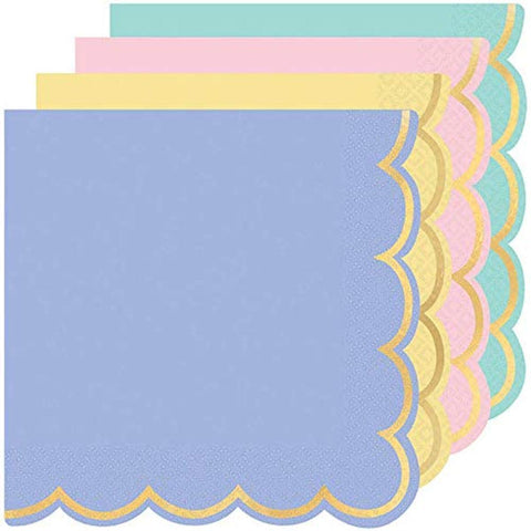 amscan 51777704 Spring Pastel Scalloped Party Napkins | 16 ct, Multicolor