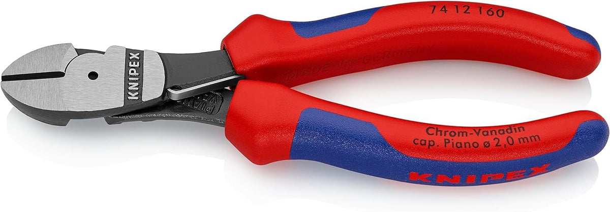 Knipex High Leverage Diagonal Cutter black atramentized, with multi-component grips 160 mm 74 12 160