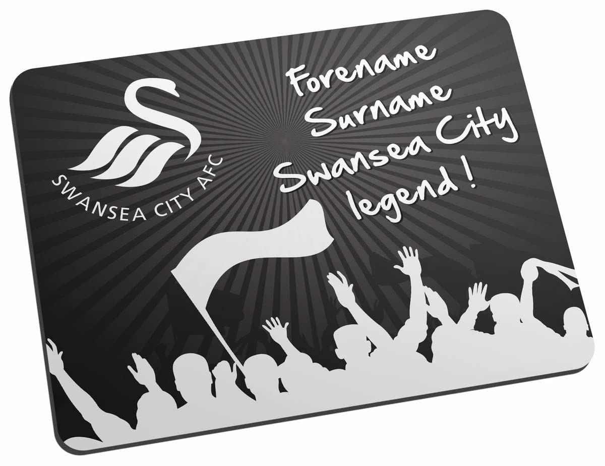 Swansea City AFC Personalised Mouse Mat legends, great for Swans football supporters, fabric top, non slip mouse pad 5mm thick