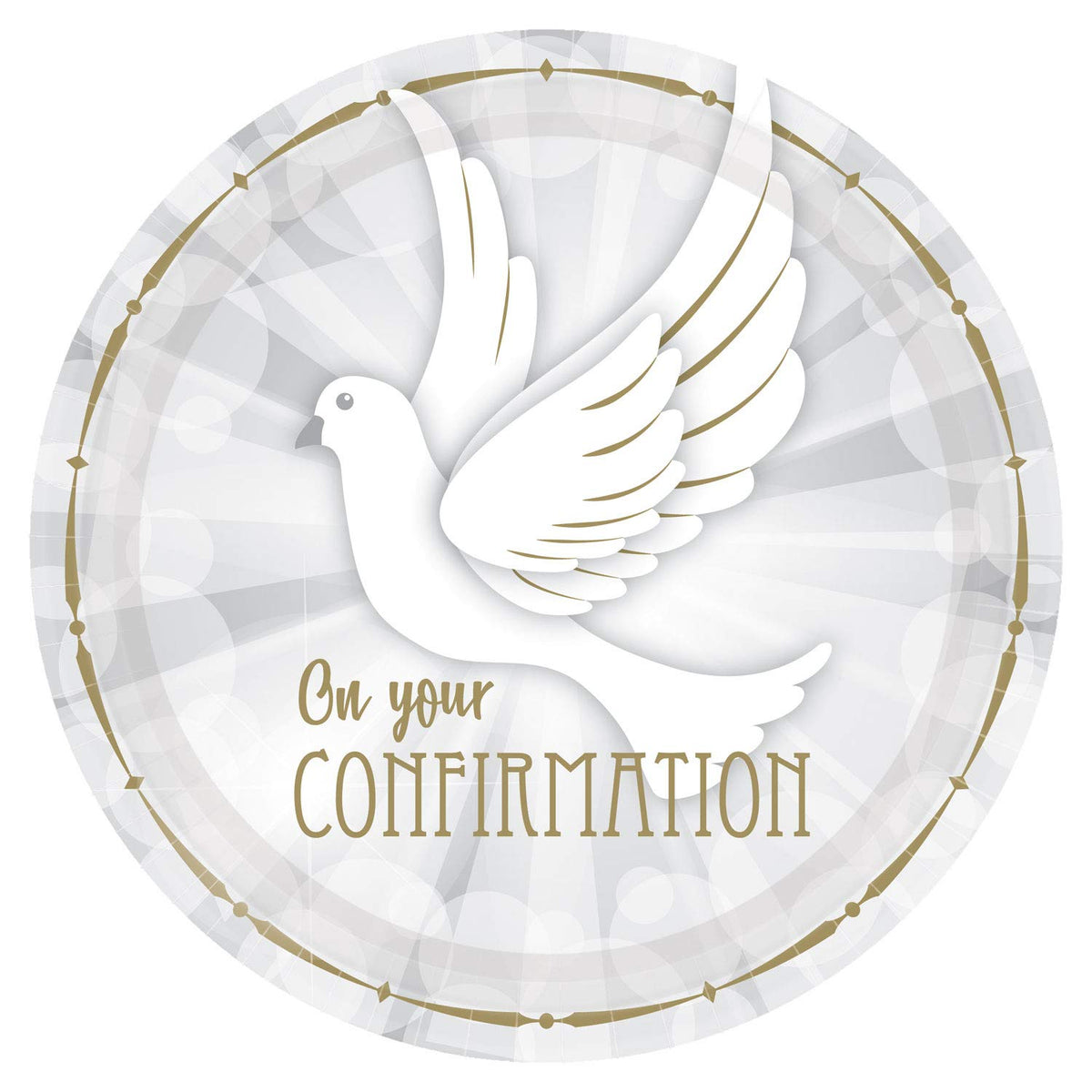 Amscan 9904533 Confirmation Dove Dinner Paper Plates 23cm - 8 Pcs, Colour