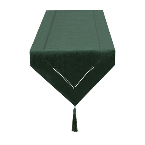 SANLEHAUSE Table Runner Linen Dark Green 32 x 220 cm, Tablerunner Linen Look, Table Runner, Plain, Modern, Easy-care Table runner for Dining Table, Coffee Table, Restaurant, Decoration