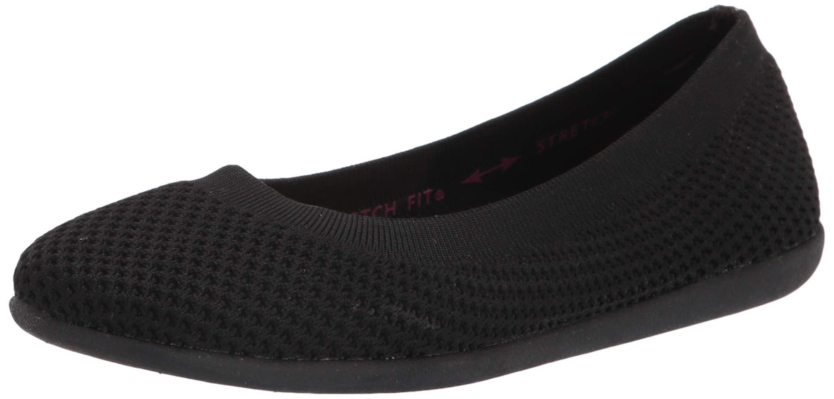 Skechers Women's Cleo Sport-What A Move Ballet Flat, Black/Black, 7.5