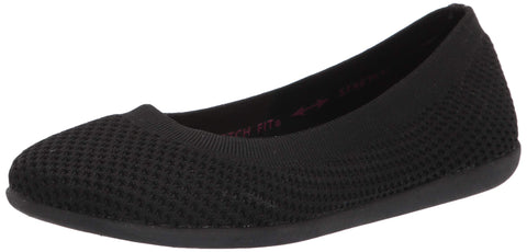 Skechers Women's Cleo Sport-What A Move Ballet Flat, Black/Black, 7.5