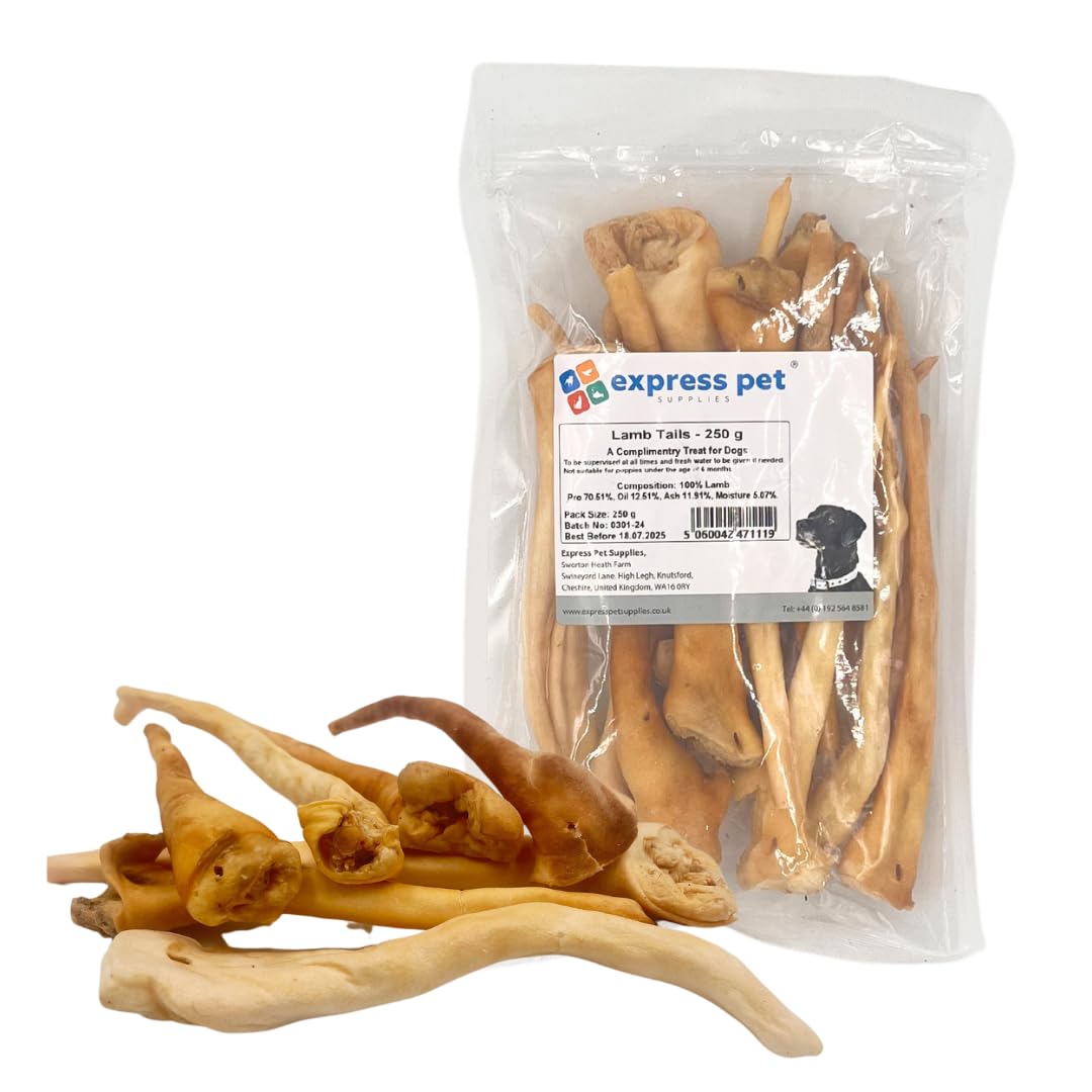 Express Pet Supplies 2kg bag Lambs Tails Hypoallergenic 100% Natural Dog Treat Chew Reward