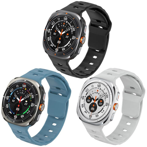 Sankel [3 Pack] Compatible for Samsung Galaxy Watch Ultra Band 47mm, Women Men Silicone Replacement Sport Wristband Adjustable Strap for Galaxy Watch Ultra 47mm (Black+Light Gray+Advanced Blue)