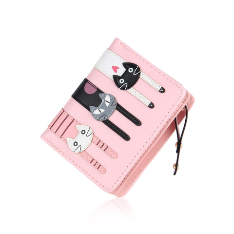 EVEOUT Womens Wallet PU Leather Purse Cute Short Bifold Money Bag with Coin Purse Card Holder Pink