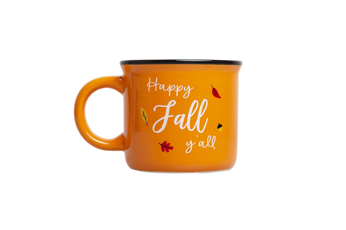 Pearhead Happy Fall Y'all Mug, Autumn Coffee Mug, Home De?or Accessories, Orange, 15oz, Fall Kitchen Decorations, Holiday Tea or Coffee Mug