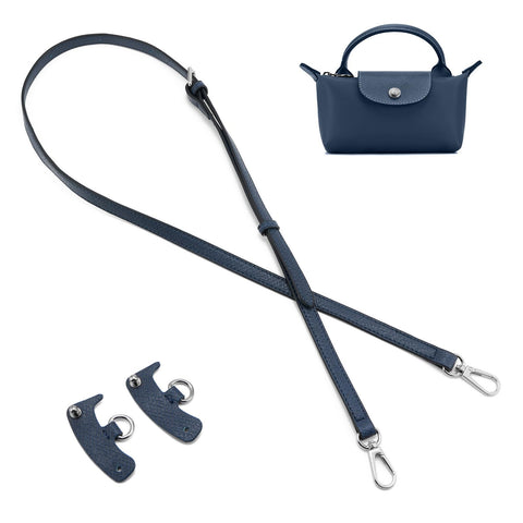 QIUTIMIY Leather Handbag Strap, Shoulder Bag Straps Replacement For Longchamp Purse Bags, Crossbody Adjustable Shoulder Strap(Blue Sliver)