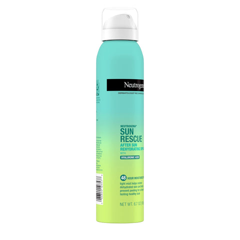 Neutrogena Sun Rescue After Sun Rehydrating Spray with Hyaluronic Acid, Vegan and Lightweight 48-Moisturizing Skin and Body Mist, Non-Comedogenic Hydration, 6.7 Oz
