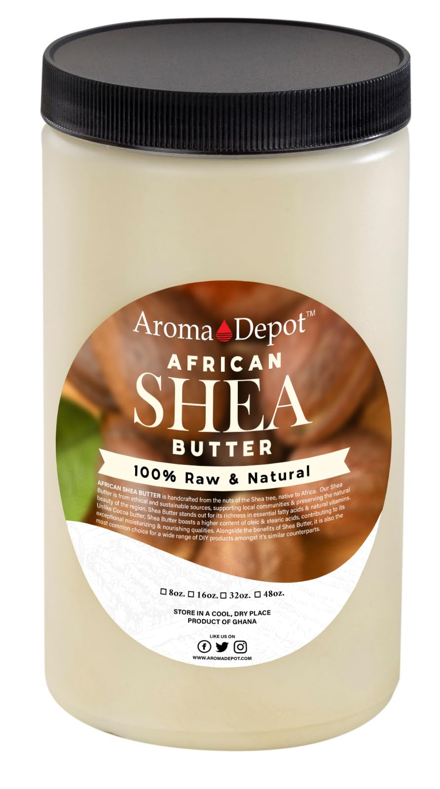 Raw African Shea Butter 2 lb Jar Ivory/White Grade A 100% Natural & Pure. Fresh Moisturizing, Ideal for Dry and Cracked Skin. Can be use in Body, Hair and Face. Imported from GHANA.
