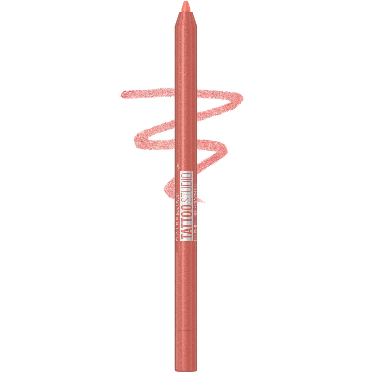 MAYBELLINE Tattoo Studio Sharpenable Eyeliner Pencil, 36 Hour Wear, Waterproof, Peach Pop, 1 Count