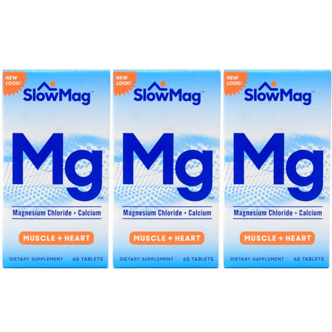 Slow Mag Magnesium Chloride and Calcium, 60 Tablets each (Value Pack of 3)