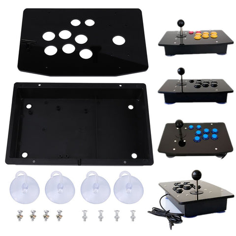 WALFRONT Acrylic Panel and Case Manual Joystick DIY Set Kits Replacement for Arcade Game, Machine Cabinet Controller DIY Kit Black