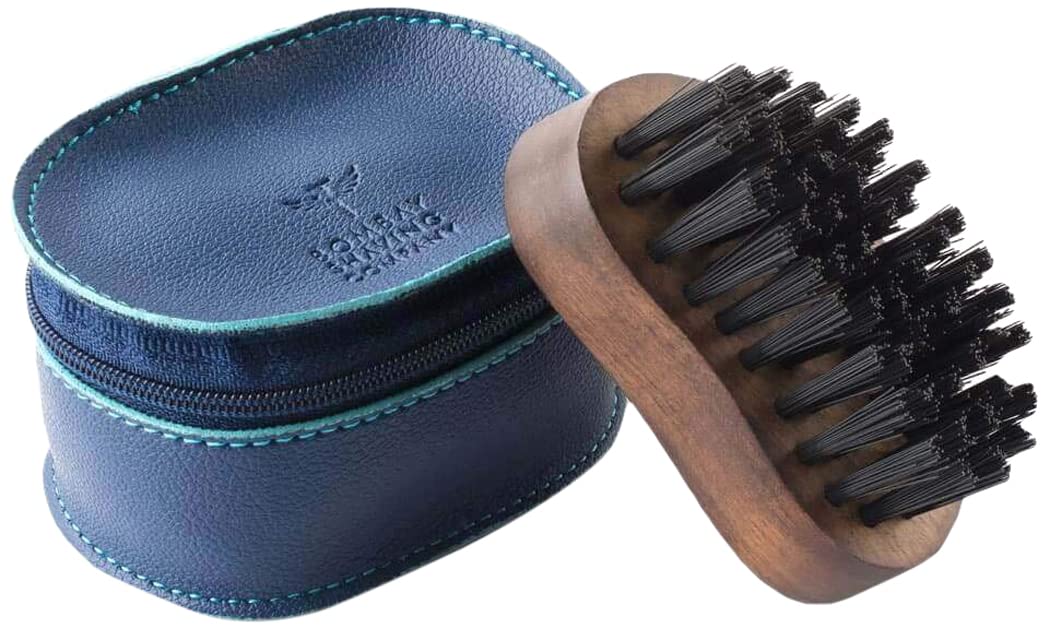 Bombay Shaving Company Pocket Size Beard Brush made with Sheesham Wood and Free Faux Leather Pouch