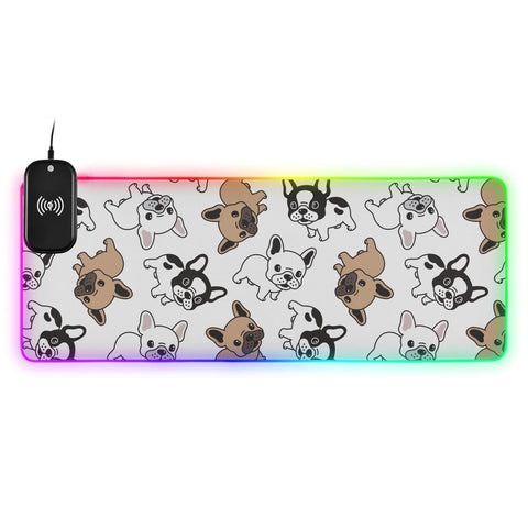 Cartoon Dog Wireless Charging Mouse Pad for Mobile Phone Extra Large Gaming Mousepad with 13 Lighting Modes Extended Desk Mat for Gaming MacBook PC Laptop Desk Office Home