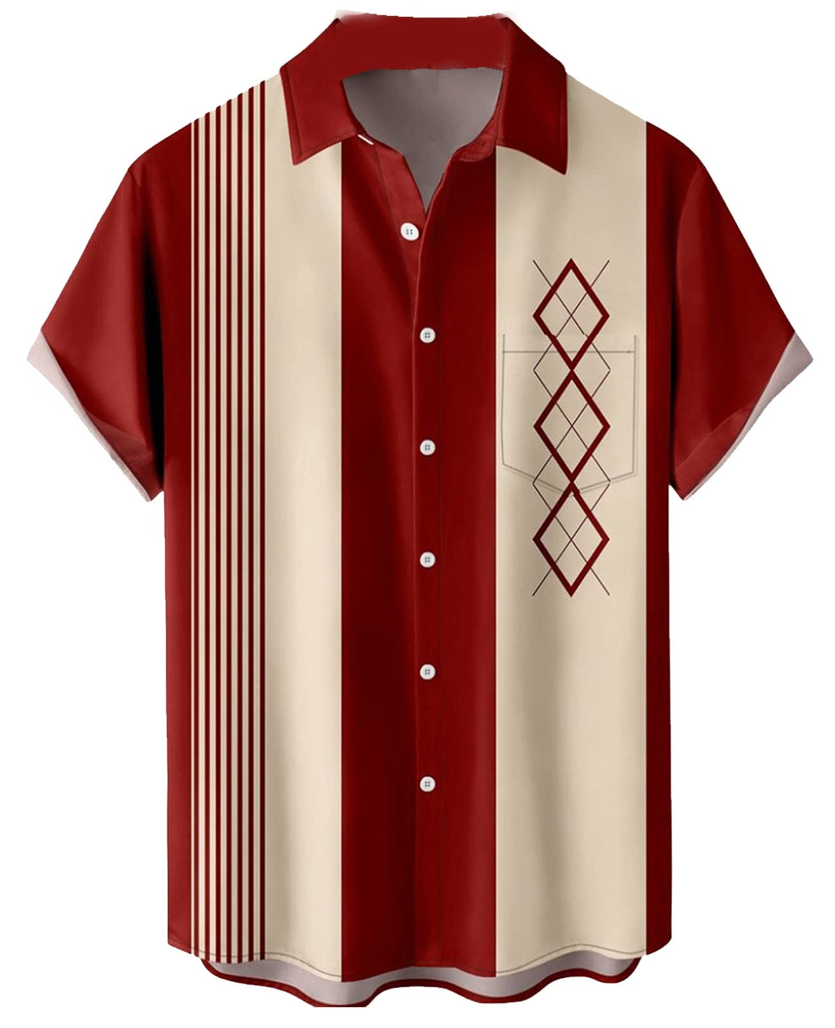 Hodaweisolp Retro Bowling Shirts for Men 50s Button Up Shirt Short Sleeve Cuban Style Camp Shirt Retro Car Print-M