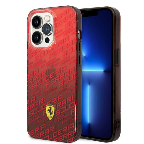 CG MOBILE Ferrari Phone Case for iPhone 14 Pro Max in Gradient Red Scuderia Dyed Bumper Collection, Anti-Scratch & Durable Hard Case with Accessible Ports, Shock Absorption & Signature Logo