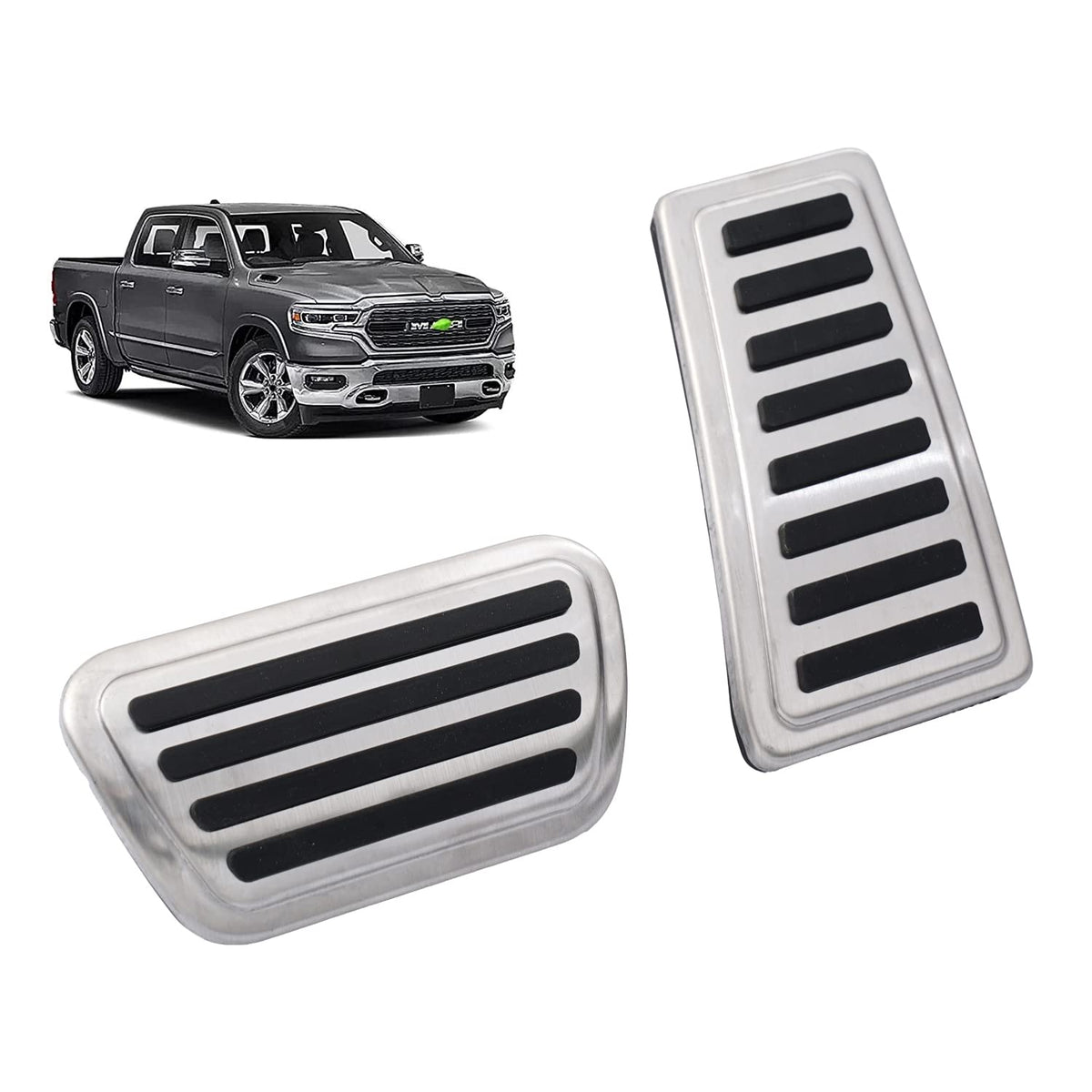 Autorder Compatible with Pedal Cover Dodge RAM 1500 2019 2020 2021 2022 Accessories Anti-Slip Aluminum Alloy Accelerator Gas Pedal Brake Pedal Pads NOT FIT RAM TRX