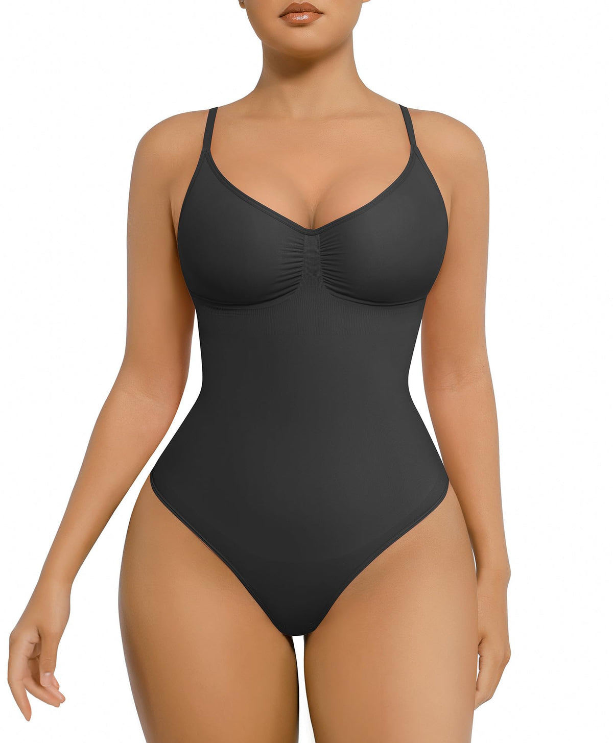 FeelinGirl Shapewear Tummy Control Body Sculpting Shaper Thong Body Shaper Snatched Waist Body Suit Black XS-S