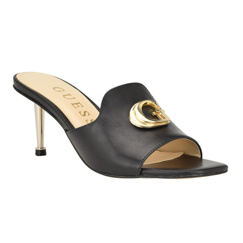 GUESS Women's SNAPPS Heeled Sandal, Black 001, 7.5
