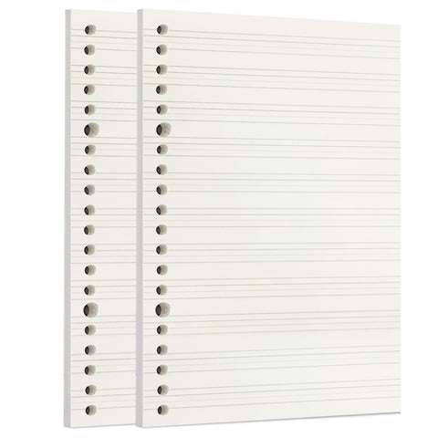 Zelten 2 Pack A5 120 Sheets/240 Pages Four Line Loose Leaf Paper for 20 Hole Binder Handwriting Practice Paper Blank Writing Pages - For Students Learning to Write Letters