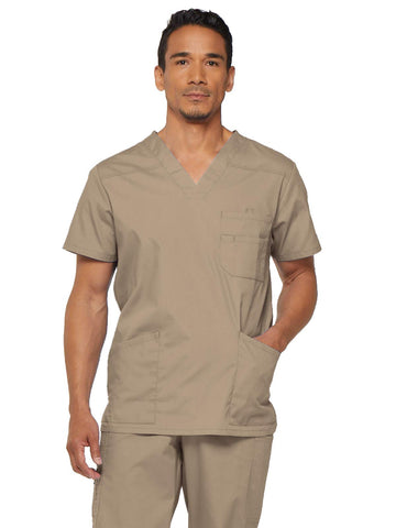 Dickies mens EDS Signature V-Neck Scrub Top Khaki Small