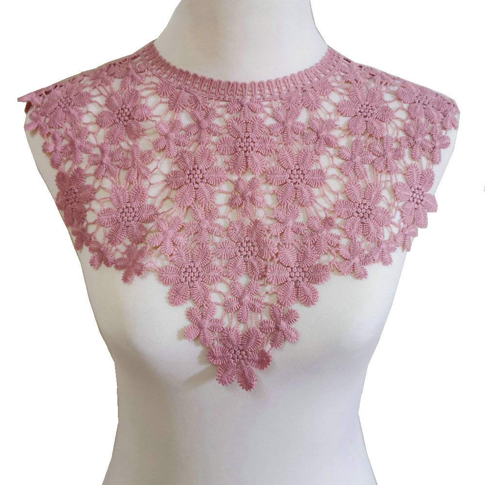 1 Pcs Violet Round Sunflower Lace Dress Applique Top Sewing DIY Neckline Garment Decoration Accessories(Violet)