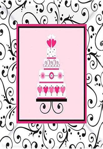Amscan Sweet Wedding Square Dinner Paper Party Plates (18 Piece), 10", Pink/White/Black
