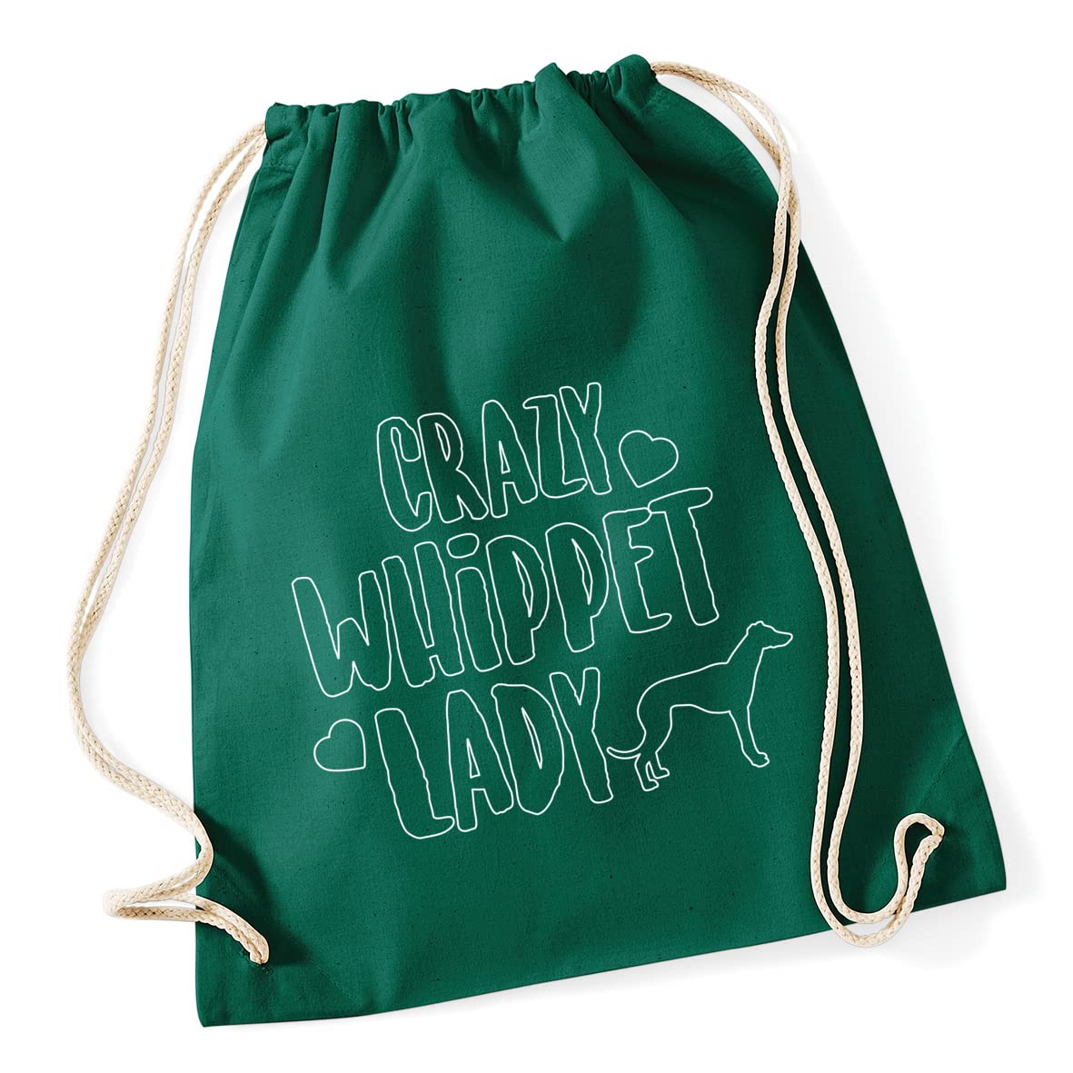 Hippowarehouse Crazy Whippet Lady Drawstring Cotton School Gym Bag 37cm x 46cm, 12 litres