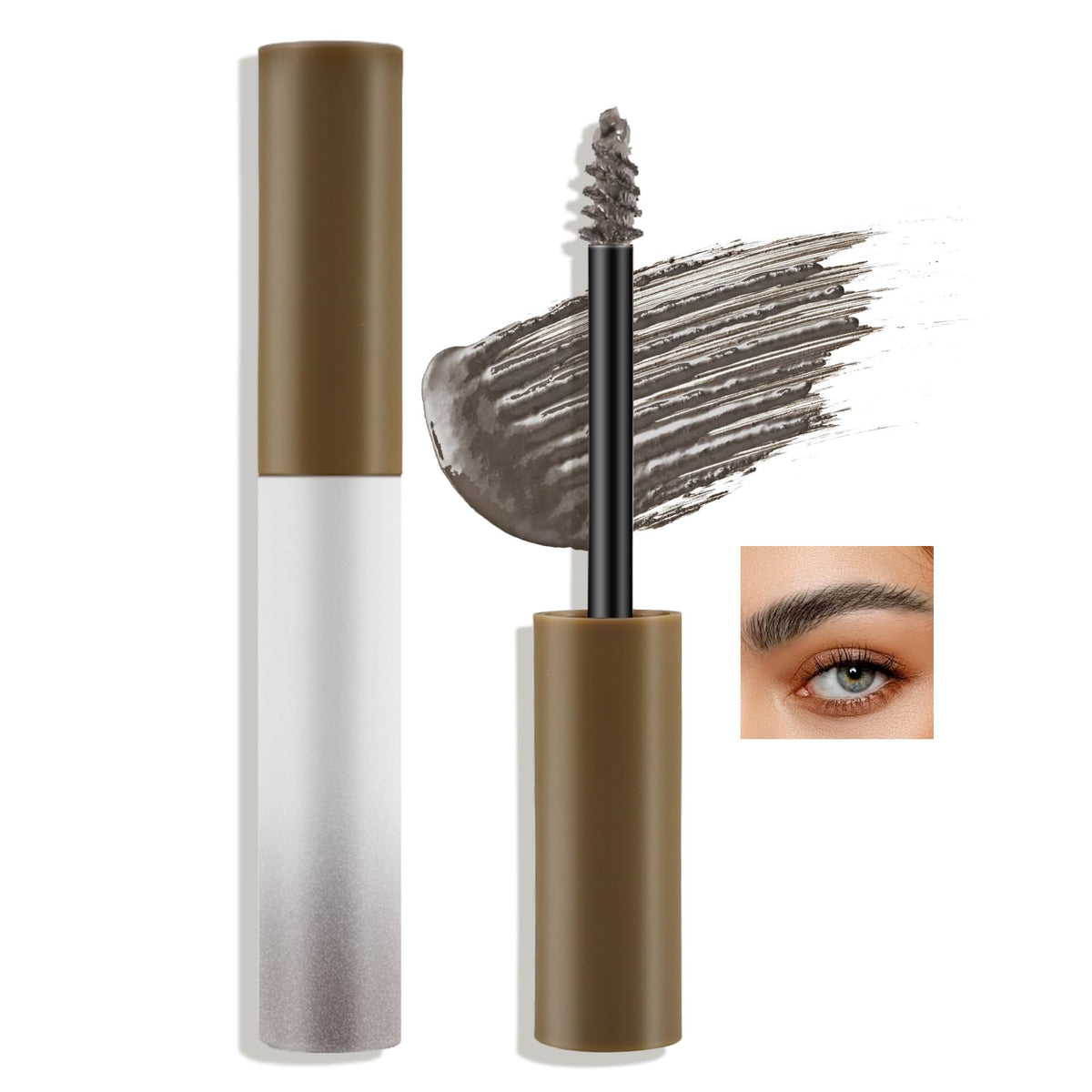 Boobeen Eyebrow Mascara, Thickening Eyebrow Gel, Eyebrow Coloring Cream, Waterproof Eyebrow Gel Glue with Long Lasting Wear