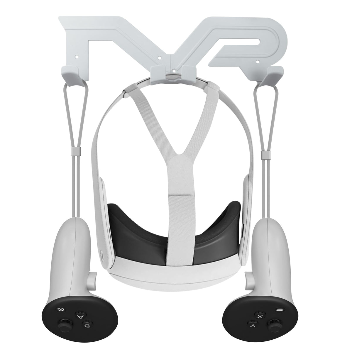(1 Set) Orzero VR Wall Mount Stand Compatible for Quest 3, Quest 2, Quest, Rift, Rift S, Pico 4, Valve Index, HTC Vive VR Headset, Controller Hook Display Holder - White
