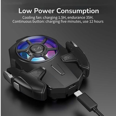 Yoidesu Mobile Game Controller with Cooling Fan, Mobile Game Trigger Joystick Gamepad, RGB Light, 3 Speed Wind, Long Battery Life, Foldable Portable Gaming Radiator for Phone