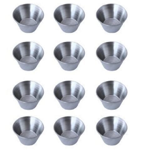 Individual Condiment Stainless Steel Ramekins Sauce Cups 2.5 oz 1 DZ - 12 PCS