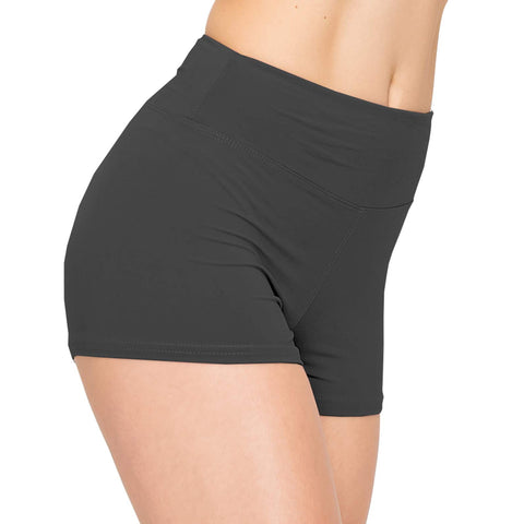 ALWAYS Women Workout Yoga Shorts - Premium Soft Solid Stretch Cheerleader Running Dance Volleyball Short Pants Charcoal 2 S