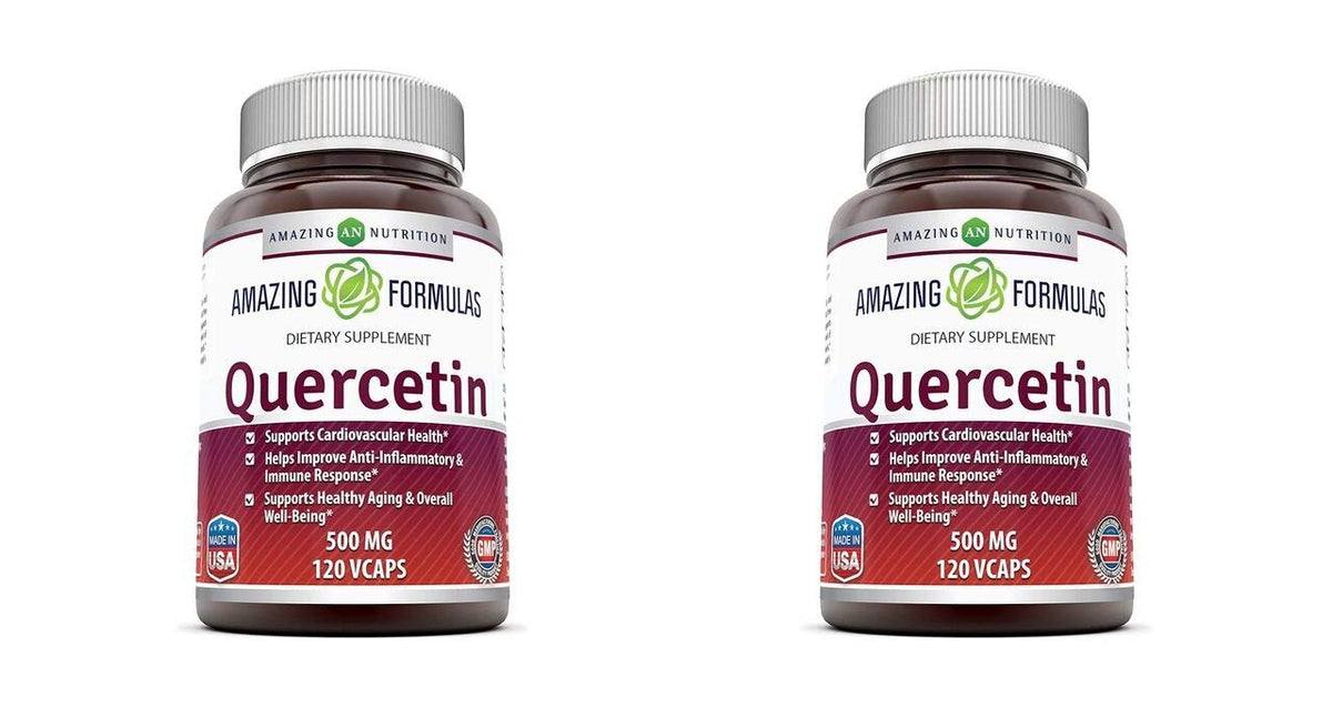 Amazing Formulas Quercetin 500 Mg, 120 VCaps - Dietary Supplement, Vegan Capsules, Non-GMO, Gluten Free - Optimal With A Balanced Diet and Regular Exercise