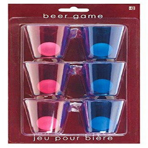 Amscan Fun Filled Shot Glass Beer Pong Perfect for Parties, Picnics or Everyday Use (6 Pack), 1", Pink/Blue