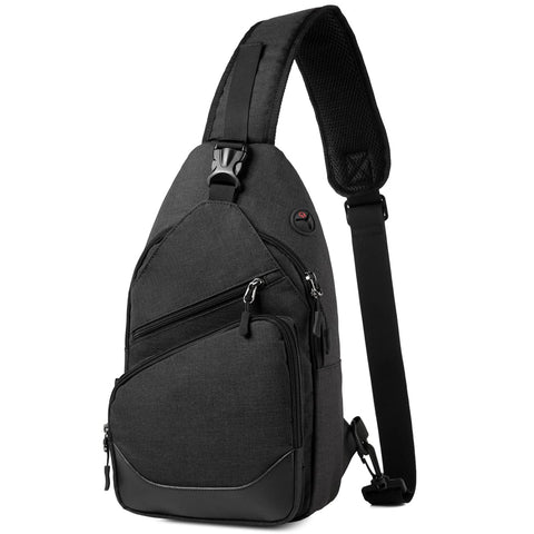 Sling Bag, VASCHY Man Bag for Men and Women Anti-Theft Chest Backpack Bag Lightweight Water Resistant Crossbody Rucksack for Hiking, Sport, Travel(Black)