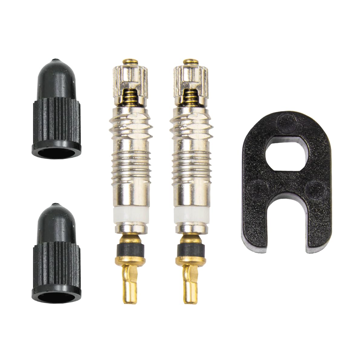 Weldtite Valve Core and Caps Kit (For Presta Valves), 5028,Black/Silver