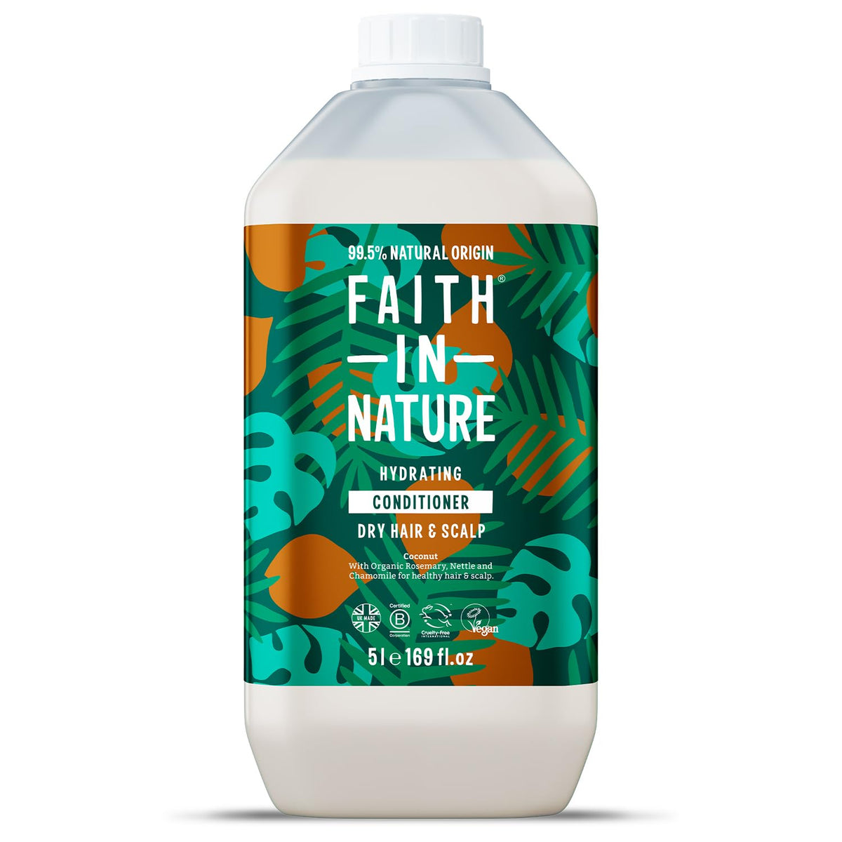 Faith In Nature Organic Coconut Conditioner, Hydrating for Dry Hair & Scalp, Vegan & Cruelty Free, No SLS, Silicones or Parabens, 5L Refill Pack