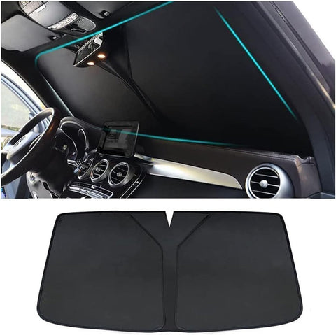 Car Windscreen Sun Shade for Vw Touareg 2011 2012 2013 2014 2015 2016 2017 2018, Oxford Cloth Front Windshield Sunshade Foldable Anti-UV Sun Visor Auto Interior Accessories