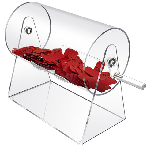 Acrylic Raffle Drum with Handle, Clear Raffle Ticket Drum Spinner Cage, Transparent Raffle Ticket Box for Lottery Games, Bingo, Raffle Balls, Large Capacity